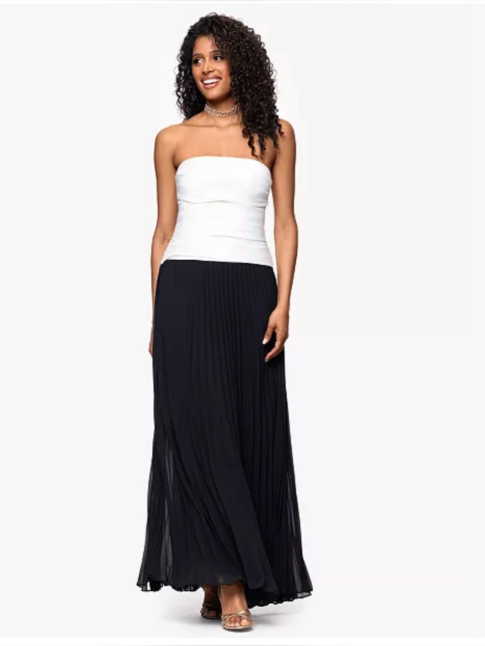 Betsy & Adam
Women's Colorblocked Strapless Chiffon-Skirt Long Dress new no tags